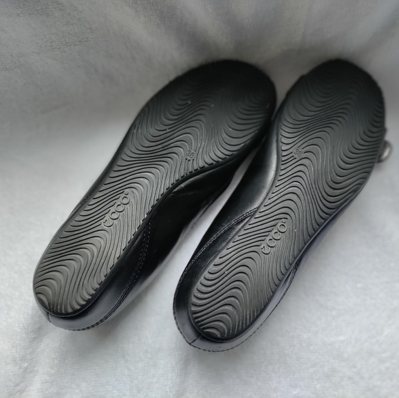 Ecco | Black Leather Wedge Shoes with Silver Buckle Womens Size 38 Womens 8 - Picture 12 of 13